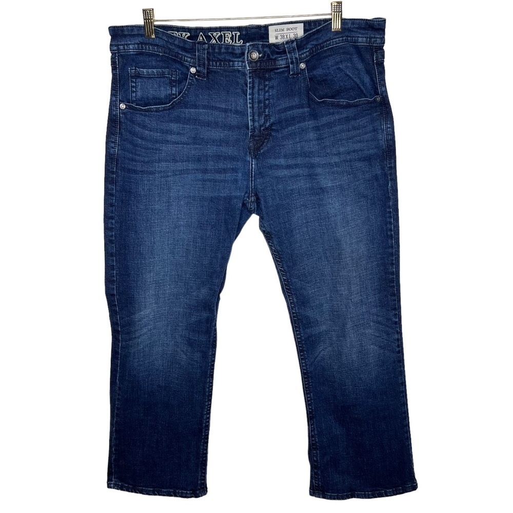 Axel Mens Slim Boot Dark Wash Stretch Denim Blue Jeans Size 40 Waist 29 Length